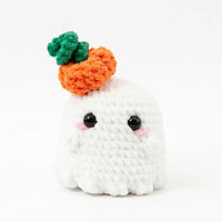 Fear Me Ghost with Pumpkin Hat Crochet Pattern: Amigurumi PDF
