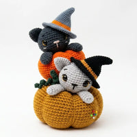 Witch Cat in Pumpkin Crochet Pattern: Step-by-Step PDF
